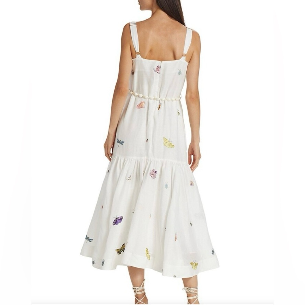 Zimmermann Jeannie Embroidered Linen Midi-Dress Size 0 - Picture 9 of 10